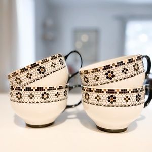 Anthropologie Bistro Tile Mugs Set of 4